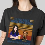 Personalized Unisex Cotton I Like Beer And My Dog T-Shirt with Names