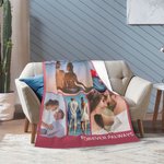 Personalized Fleece Blanket with 5 Photos and Lover Name Valentine's Day Gift for Couple