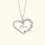 Personalized Engraved Baby Feet Heart Family Necklace with 1-8 Names and Birthstones Mother‘s Day Birthday for Mother Grandma