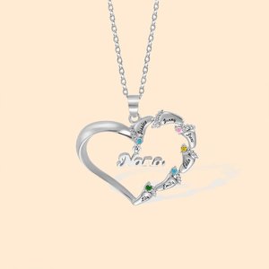 Personalizado Grabado Pies de Bebé Corazón Collar Familiar con 1-8 Nombres y Piedras de Nacimiento Día de la Madre Cumpleaños para la Madre Abuela