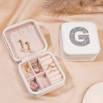 Boîte à Bijoux Personnalisée avec Monogramme Brillant - Cadeau pour Elle