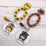 Cuentas de madera personalizadas Pulsera llavero mamá deportista con borlas Regalo del día del partido para mujer