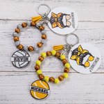 Cuentas de madera personalizadas Pulsera llavero mamá deportista con borlas Regalo del día del partido para mujer