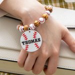 Cuentas de madera personalizadas Pulsera llavero mamá deportista con borlas Regalo del día del partido para mujer