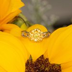 Personalized Sunflower Birthstone Ring Gift for Her
