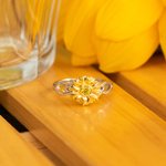 Personalized Sunflower Birthstone Ring Gift for Her