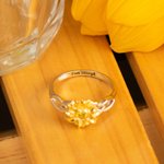 Personalized Sunflower Birthstone Ring Gift for Her