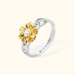 Personalized Sunflower Birthstone Ring Gift for Her