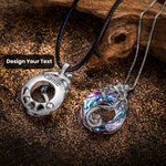 Personalized Dragon Circle Necklace with Engraving Text Adorned with Crystal
