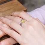 Personalized Sunflower Birthstone Ring Gift for Her
