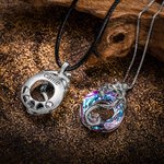 Personalized Dragon Circle Necklace with Engraving Text Adorned with Crystal