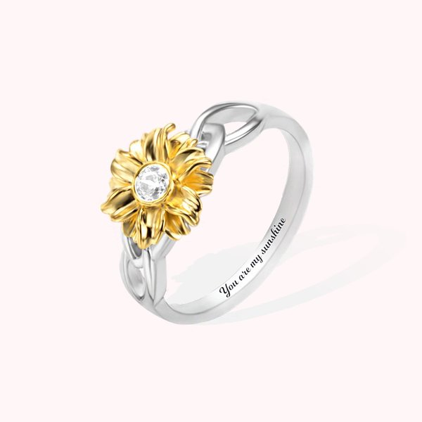 Personalisierte Sonnenblume Geburtsstein Ring Geschenk für Sie