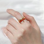 Personalized Set of 2 Adjustable Stacking Cute Cat Rings