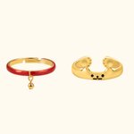 Personalized Set of 2 Adjustable Stacking Cute Cat Rings