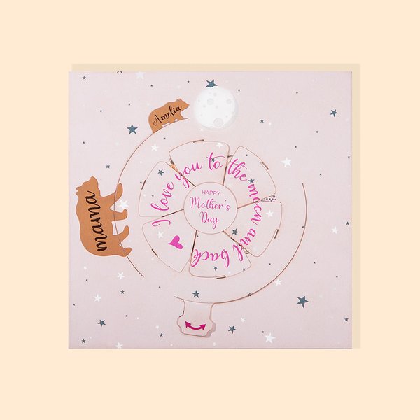 Personalized Greeting Card for Mom I love you to the Moon and back