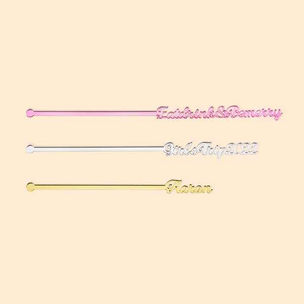 Personalized Wedding Party Centerpiece Acrylic Name Drink Stir Sticks 5 Pcs