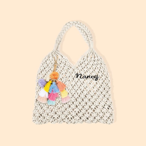 Personalized Women Crochet Beach Tote Bag