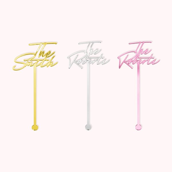 Personalized Party Centrepiece Acrylic Name Drink Stir Sticks 5 Pcs