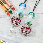 Pendentif d'Aromathérapie Pomme Personnalisé avec Porte Carte d'Identité Lanyard en Perles Arc-en-ciel
