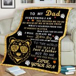 Couverture en Flanelle Personnalisée avec 1-5 Noms sur Motif Patte Ours Cadeau Fête des Pères Anniversaire pour Papa Grand-Père