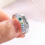 Personalized Birthstone Wrap Stacking with Platinum Plated Ring for Grandma Mom Nana