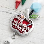 Pendentif d'Aromathérapie Pomme Personnalisé avec Porte Carte d'Identité Lanyard en Perles Arc-en-ciel