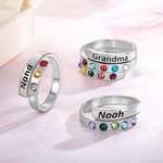 Personalized Birthstone Wrap Stacking with Platinum Plated Ring for Grandma Mom Nana
