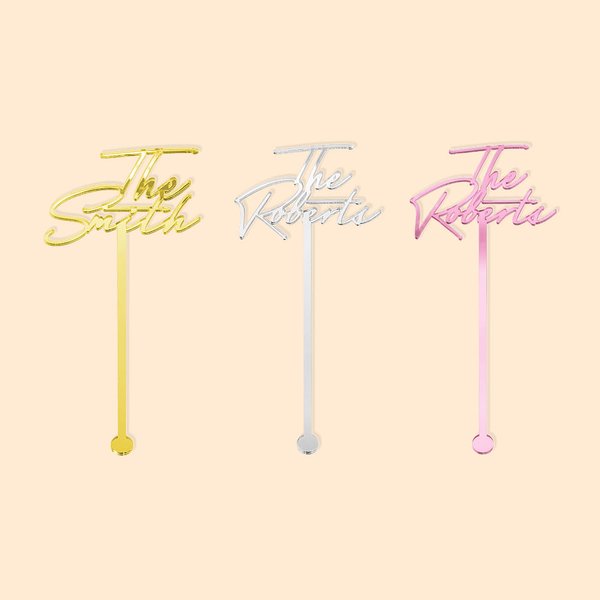 Gepersonaliseerde Partij Centerpiece Acryl Naam Drinken Stokjes 5 stuks