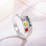 Personalized Birthstone Wrap Stacking with Platinum Plated Ring for Grandma Mom Nana