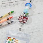 Pendentif d'Aromathérapie Pomme Personnalisé avec Porte Carte d'Identité Lanyard en Perles Arc-en-ciel