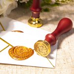 Personalised Monogram Olive Branch Style Wax Seal Stamp Kit with Initials and Sealing Wax Stick Bridal Party Wedding Gift for Couple