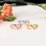 Anillo Personalizado Infinito Ala de Angel con Piedra de Nacimiento Corazón y Texto Grabado Regalo de Cumpleaños Aniversario para Ella