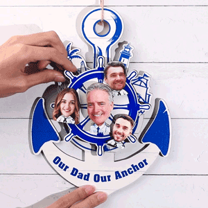 Personalized Anchor Hanging Ornament with Photos for Father Gift