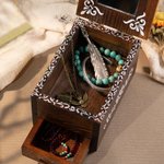 Personalized Wooden Majestic Owl Vintage Jewelry Box with Mirror and Drawer