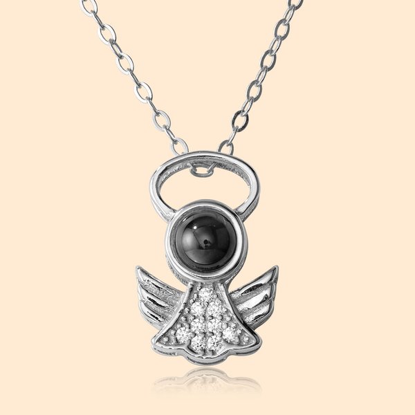 Proiezione di foto personalizzata 100 lingue Ti amo Proiezione di collana ad ala di angelo custode