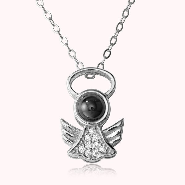 Personalisierte Foto Projektion 100 Sprachen Ich liebe dich Projektion Schutzengel Flügel Halskette