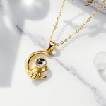 Personalisierte 100 Sprachen Ich liebe dich Projektion Mond und Astronaut Halskette Foto Projektion