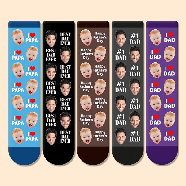 Calzini personalizzati I Love Dad, divertenti calzini con la faccia del bambino, miglior regalo di compleanno per la festa del papà