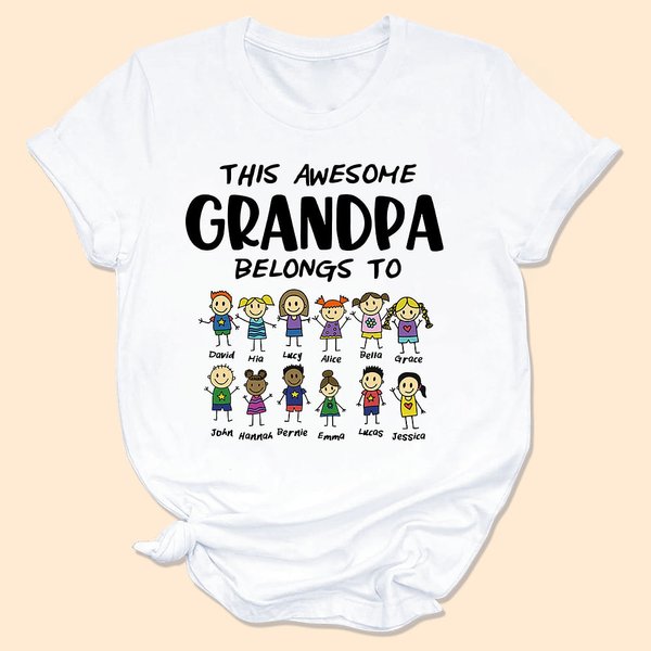 Personalised This Awesome Belongs to T-shirt with Kids Name for Family Gift