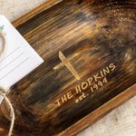 Personalized Pine Prayer Bowl Dough Bowl Cross Religious Gifts Comes with 24 Blessing Cards