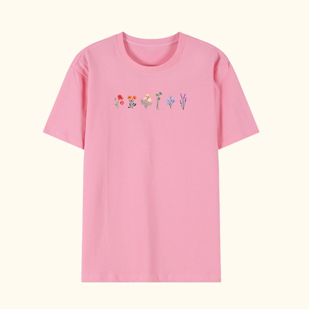 T-Shirt unisexe personnalisé LGBT Pride Wildflowers Rainbow