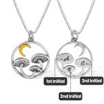 Personalized Crescent Moon Mushroom Necklace with Initials