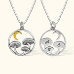 Personalized Crescent Moon Mushroom Necklace with Initials