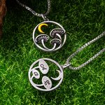 Personalized Crescent Moon Mushroom Necklace with Initials