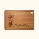Billot en Bois Personnalisé avec Gravure de Nom et Fleur de Naissance Cadeau Fête Anniversaire pour Amoureux de Cuisine