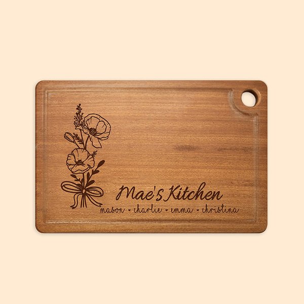 Birth Flower Ebony Cutting Board for Mother