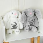 Personalized Soft Cotton Stuffed Bunny Plush Comforter Toy with Text Easter Keepsake Gift for Kids