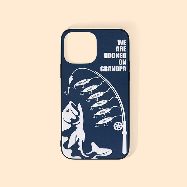 Henkilökohtainen koukussa isä lasten nimet kalastus iPhone asia isälle