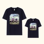 T-shirt 100% Coton Personnalisé avec Noms Personnages Père et Enfant Moto Casque Cadeau Fête des Pères pour Homme Enfant Famille
