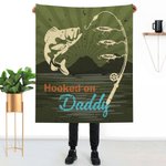 Gepersonaliseerde Hooked on Fishing Zachte Deken met Kindernamen Vaderdag Verjaardagscadeau voor Mannen